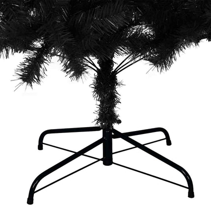 kunstigt juletræ med juletræsfod 210 cm PVC sort