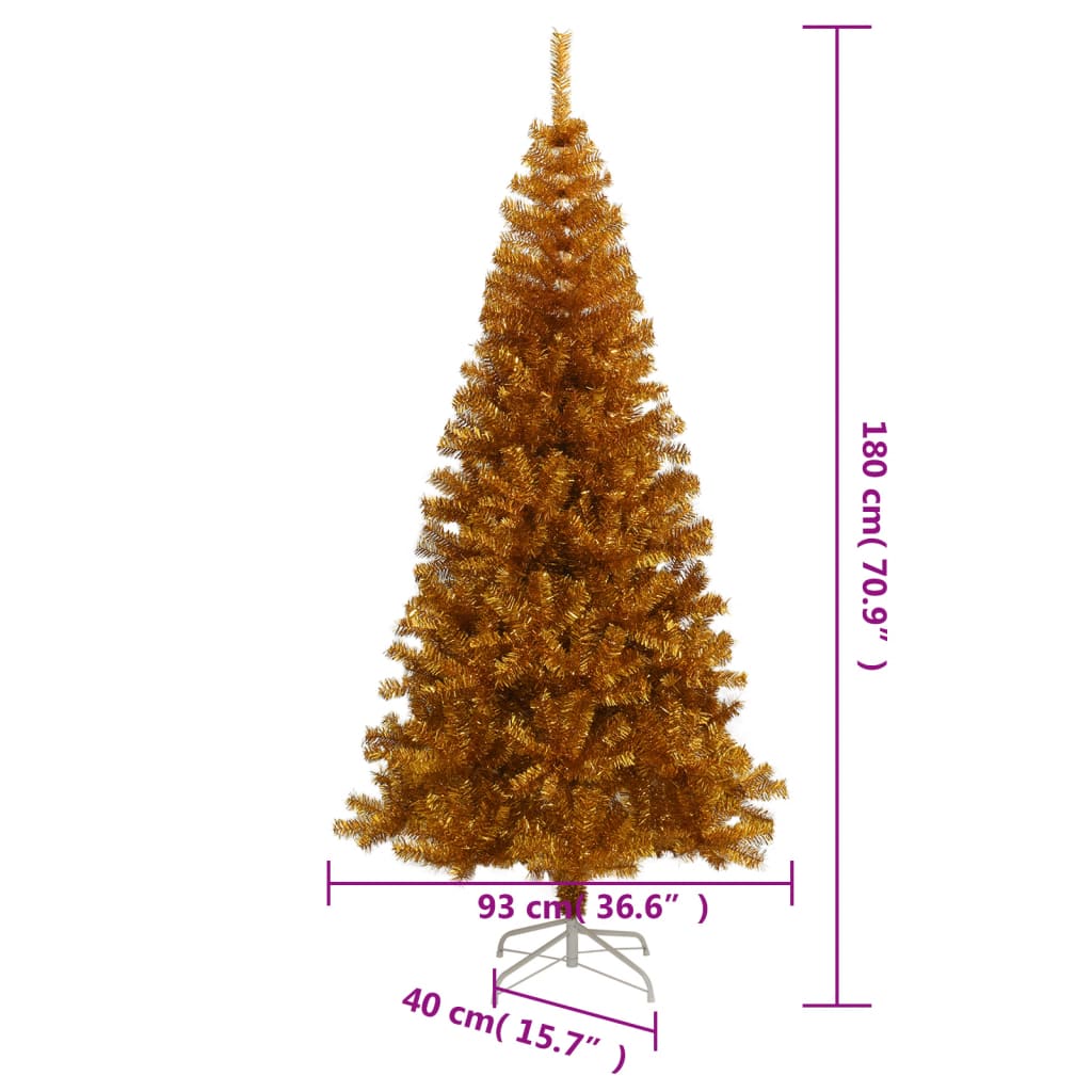 kunstigt juletræ med juletræsfod 180 cm PET guldfarvet