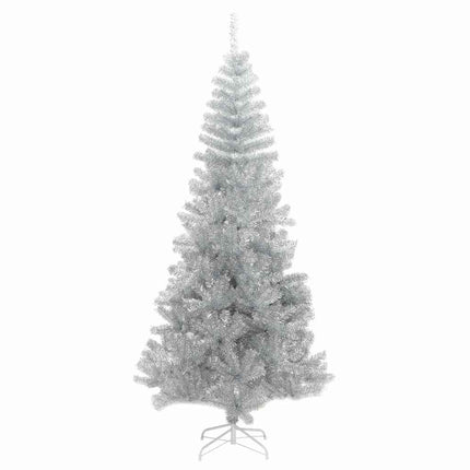 kunstigt juletræ med juletræsfod 210 cm PET sølvfarvet