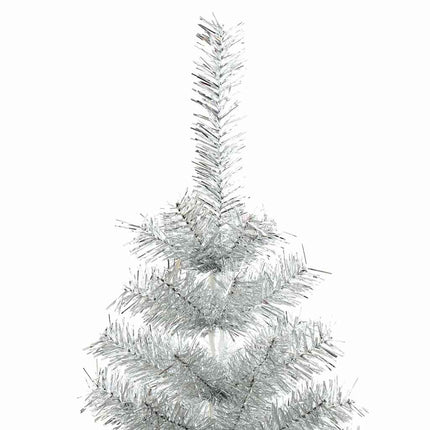 kunstigt juletræ med juletræsfod 210 cm PET sølvfarvet