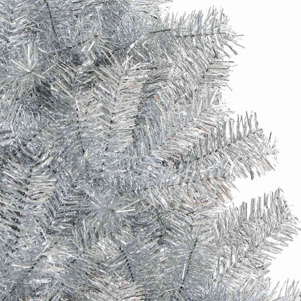 kunstigt juletræ med juletræsfod 210 cm PET sølvfarvet