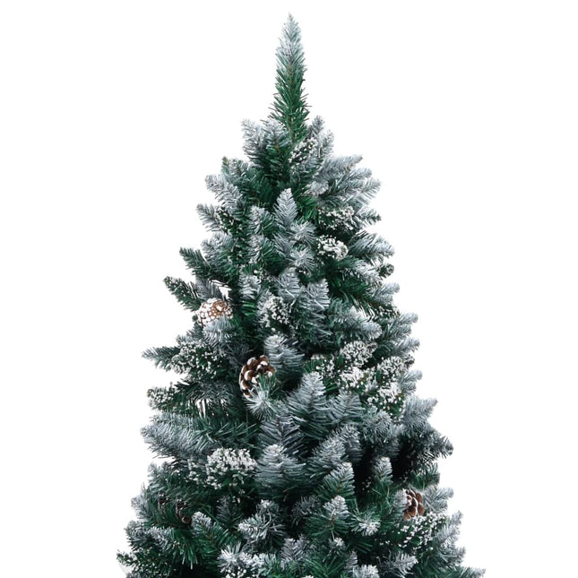 kunstigt juletræ med grankogler og hvidt sne 180 cm