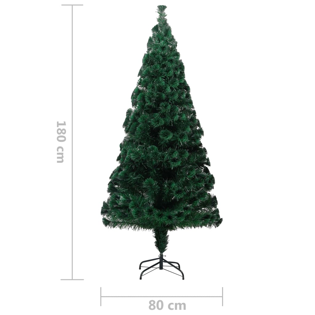 kunstigt juletræ med juletræsfod 180 cm fiberoptik grøn