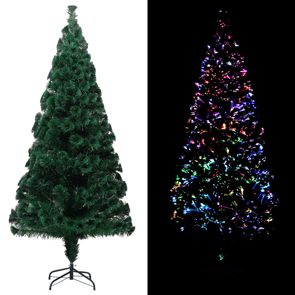 kunstigt juletræ med juletræsfod 180 cm fiberoptik grøn