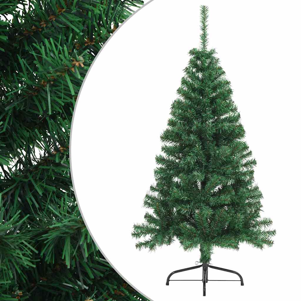 kunstigt halvt juletræ med juletræsfod 150 cm PVC grøn
