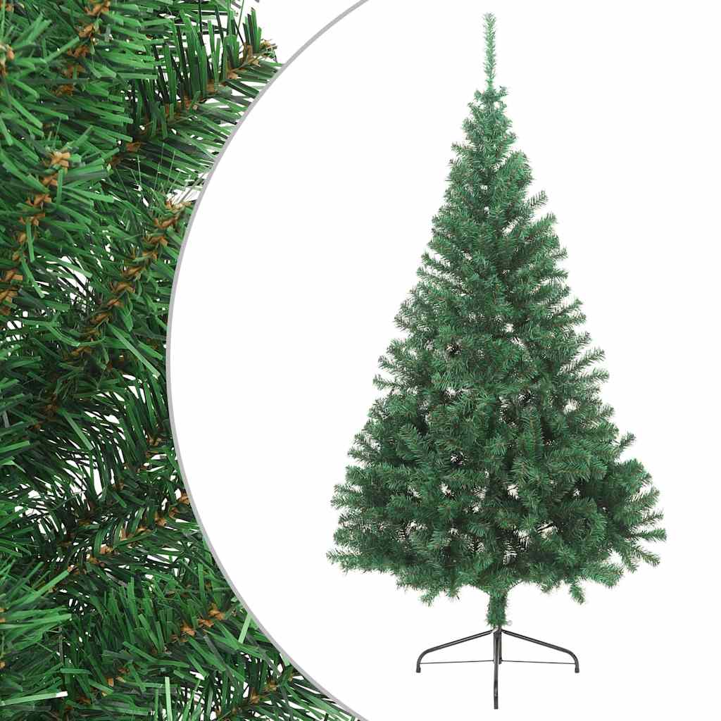 kunstigt halvt juletræ med juletræsfod 210 cm PVC grøn