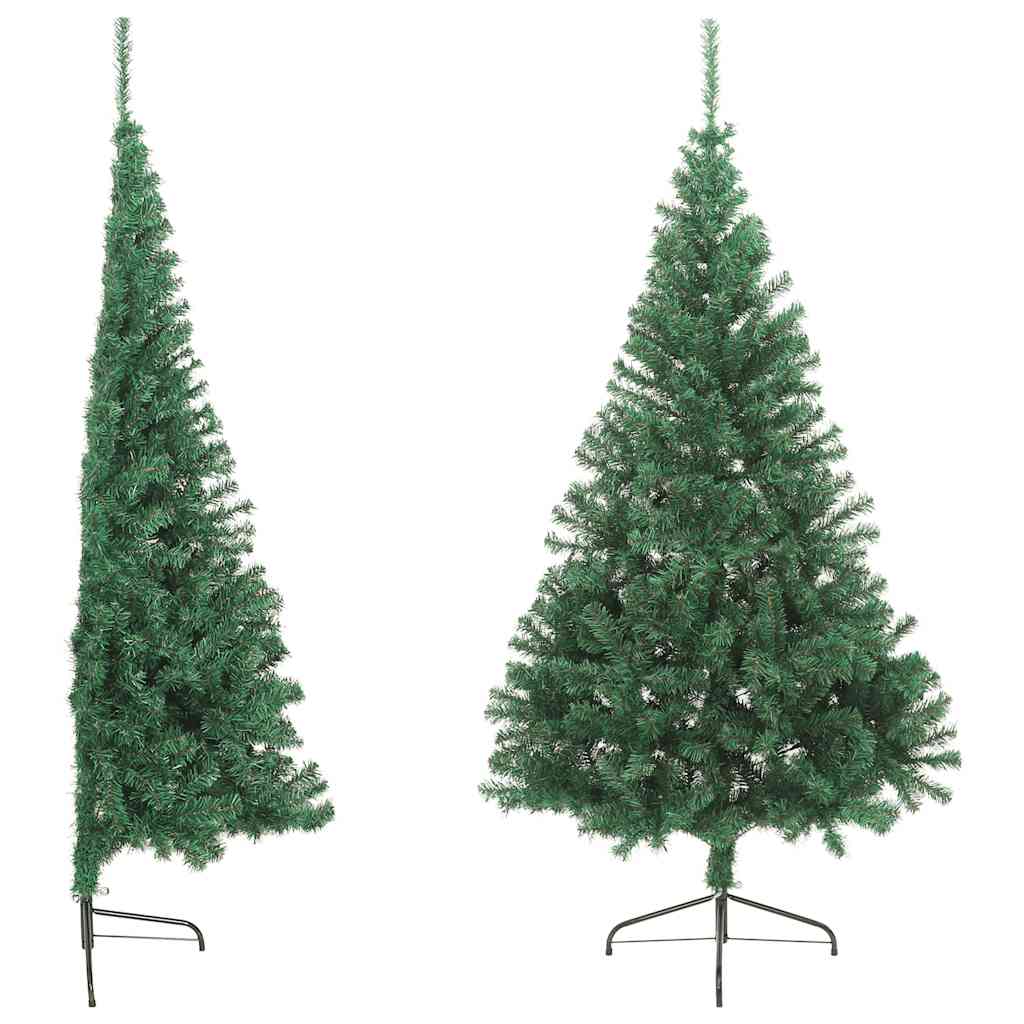 kunstigt halvt juletræ med juletræsfod 210 cm PVC grøn