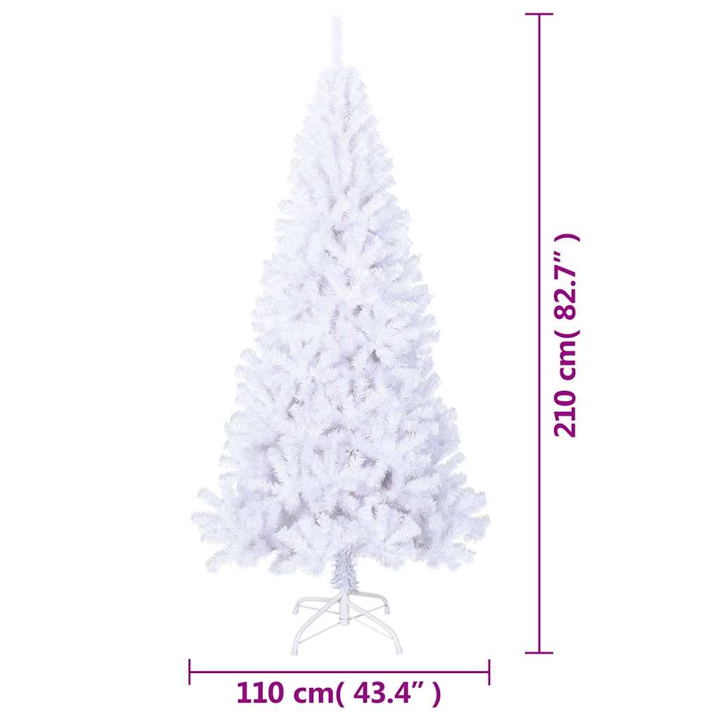kunstigt juletræ med tykke grene 210 cm PVC hvid