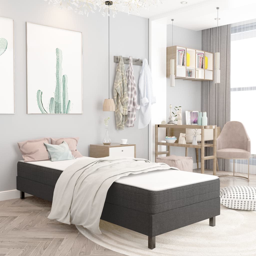 seng med boxmadras 100x200 cm stof mørkegrå