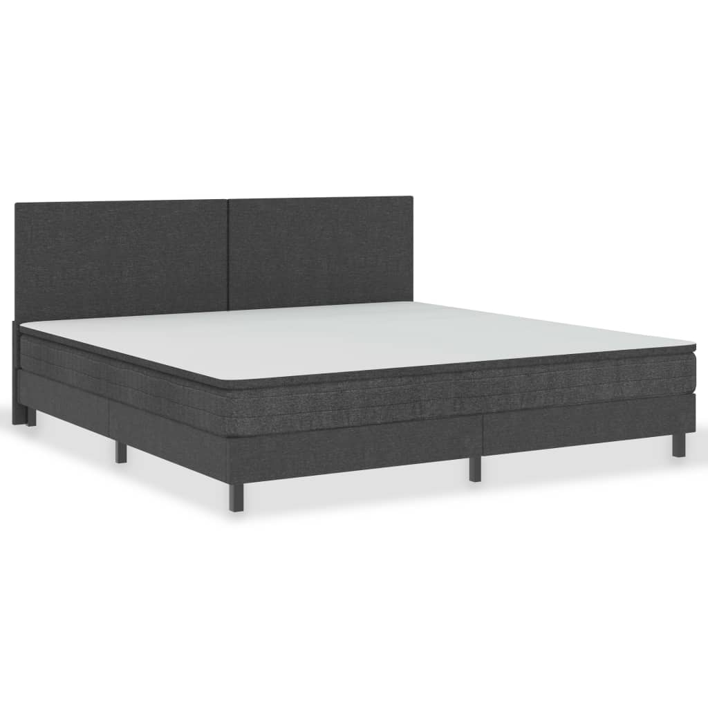 seng med boxmadras 200x200 cm stof mørkegrå