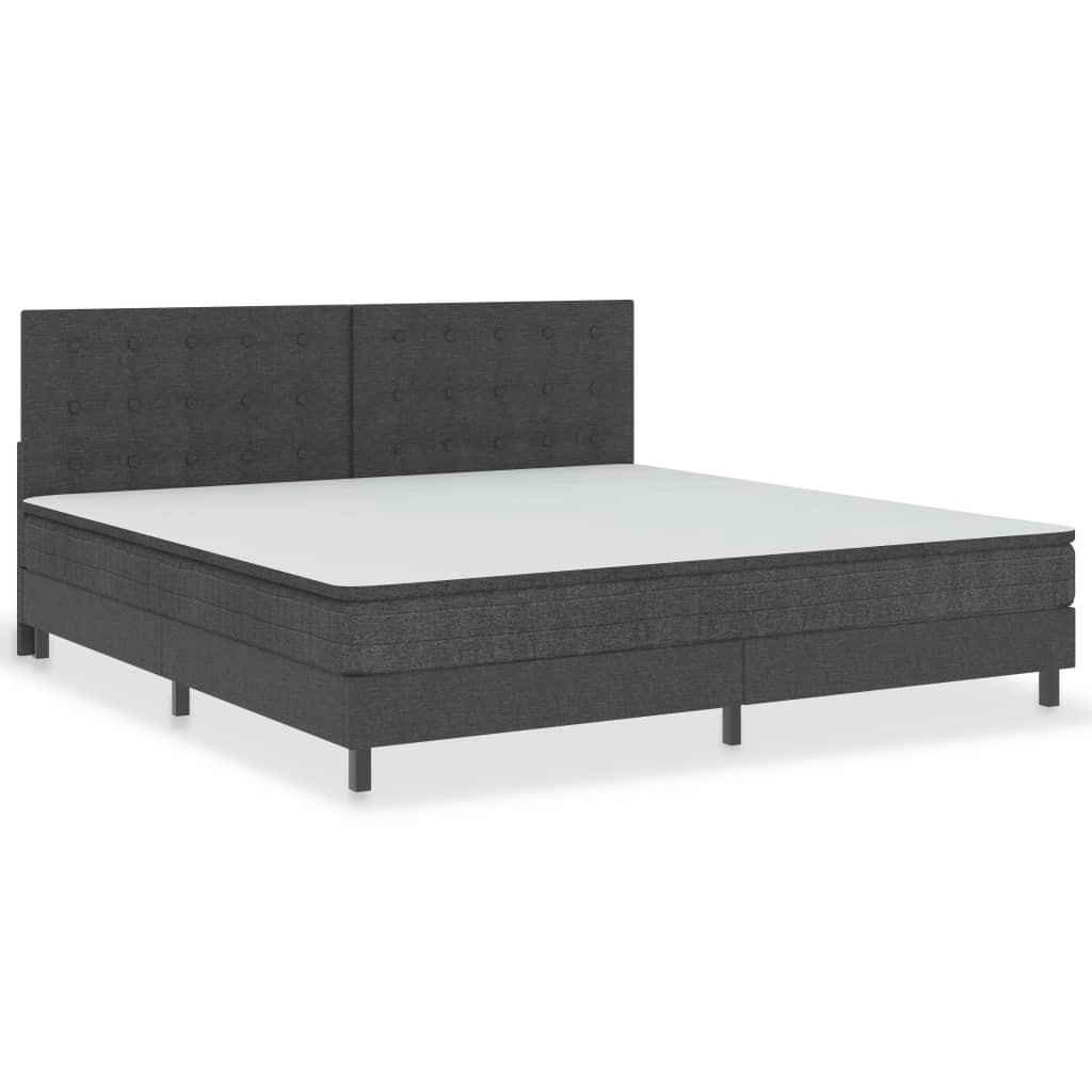 seng med boxmadras 200x200 cm stof mørkegrå