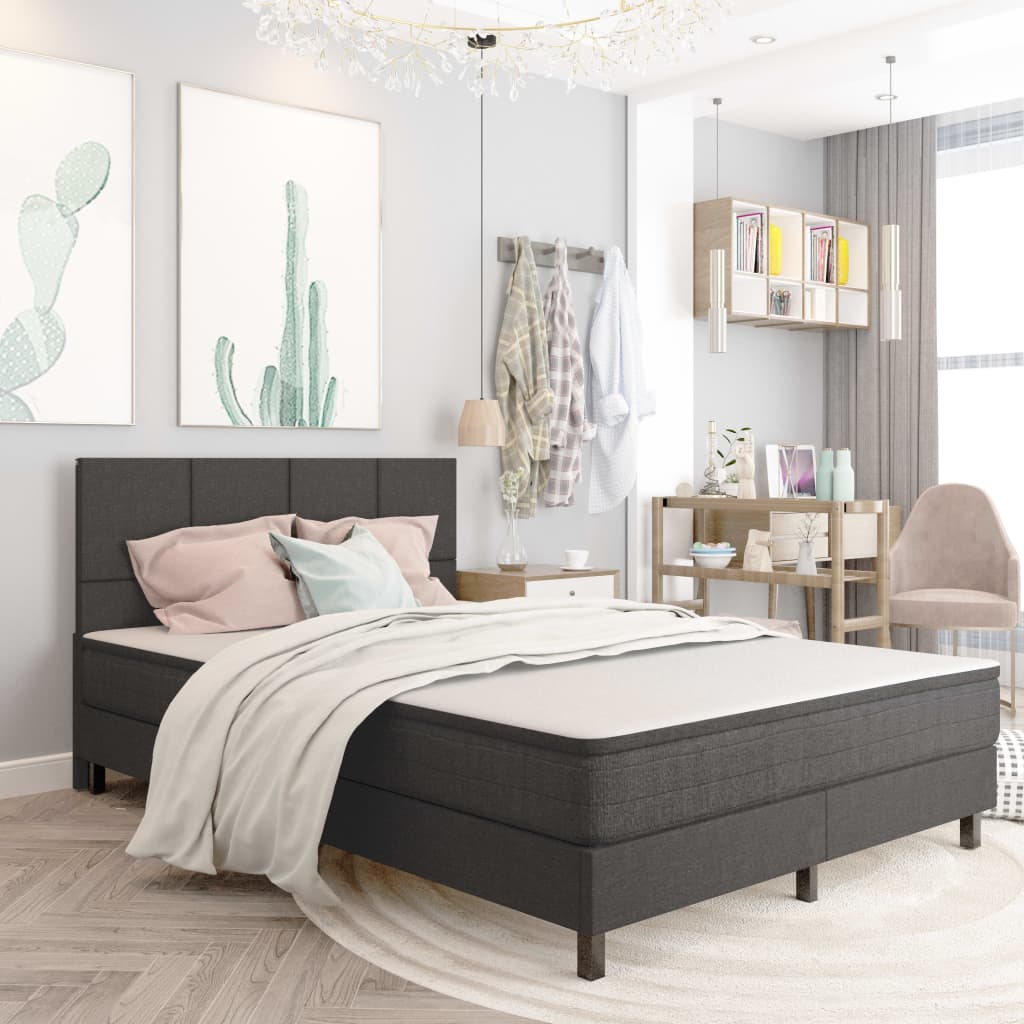 seng med boxmadras 180x200 cm stof mørkegrå
