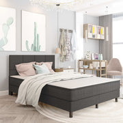 seng med boxmadras 180x200 cm stof mørkegrå