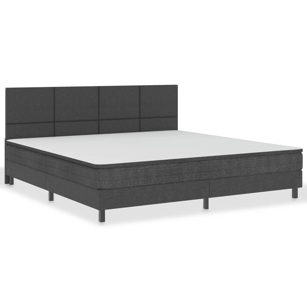 seng med boxmadras 200x200 cm stof mørkegrå