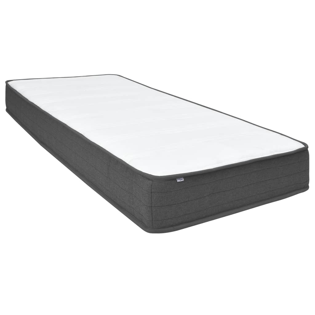 seng med boxmadras 200x200 cm stof mørkegrå