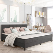 seng med boxmadras 200x200 cm stof mørkegrå