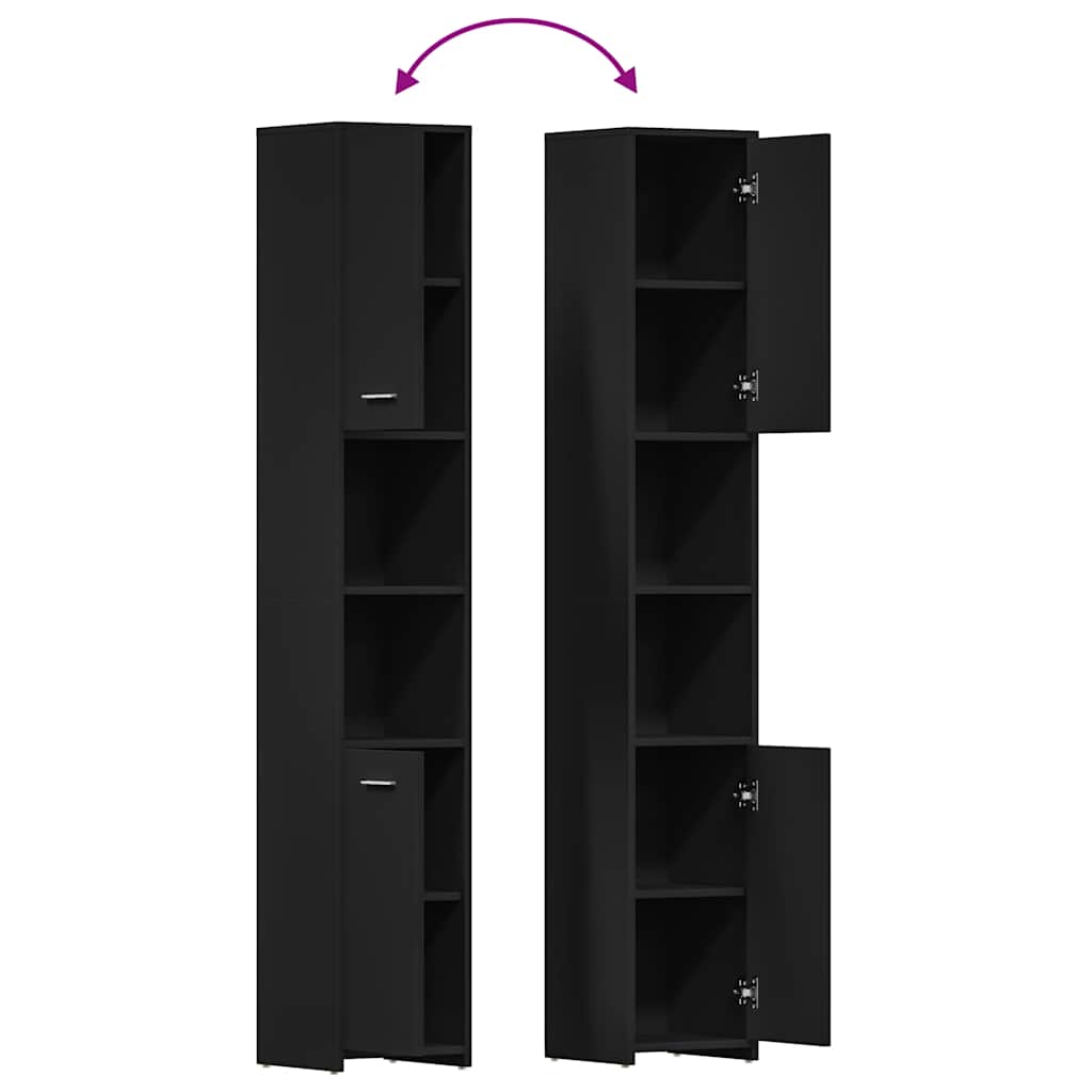 badeværelsesskab 30x30x183,5 cm konstrueret træ sort