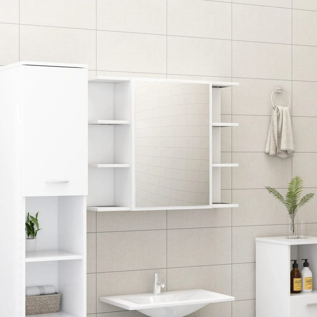 badeværelsesskab med spejl 80x20,5x64 cm konstrueret træ hvid