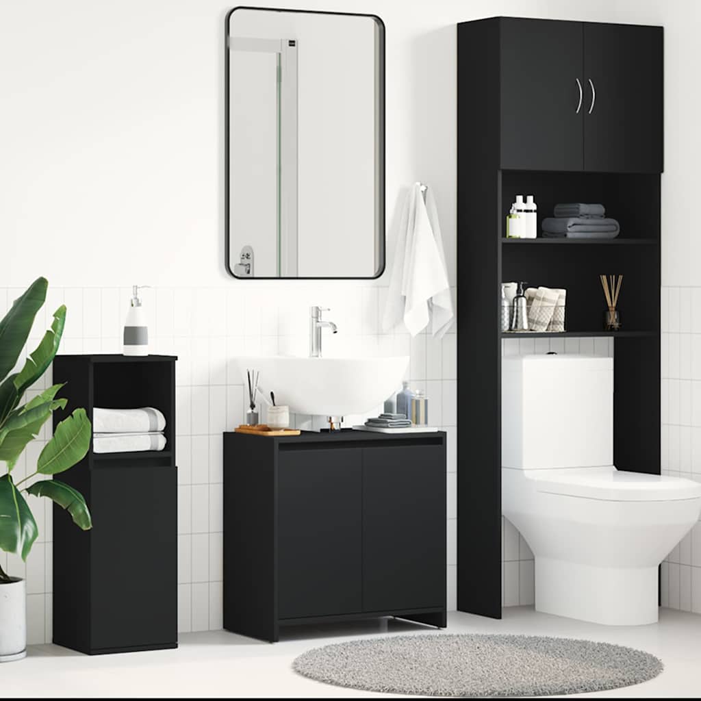 vidaXL badeværelsesskab 60x33x61 cm konstrueret træ sort
