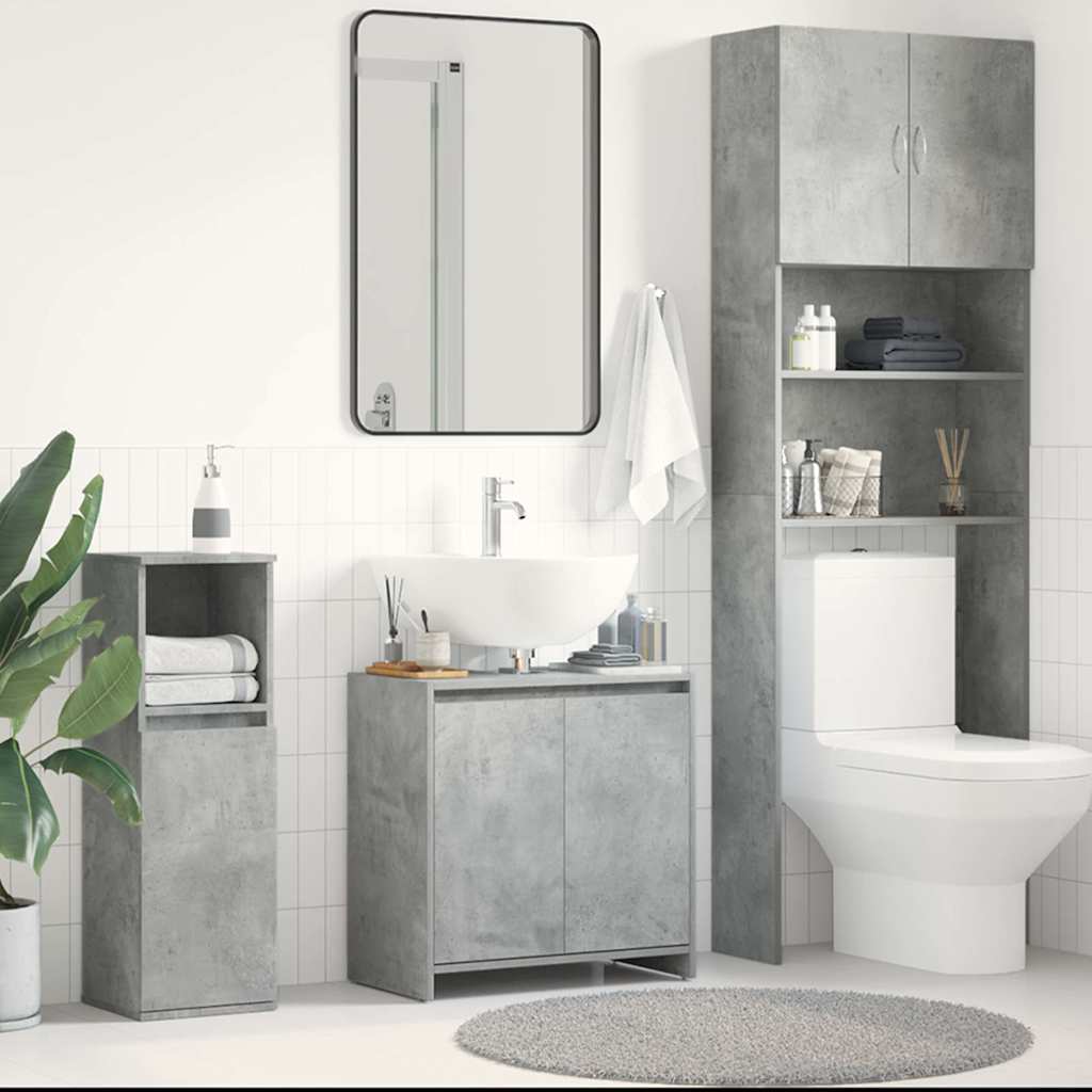 badeværelsesskab 60x33x61 cm konstrueret træ betongrå billede