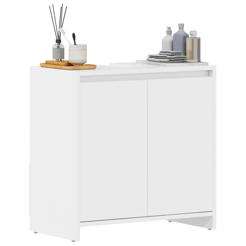 badeværelsesskab 60x33x61 cm konstrueret træ hvid højglans