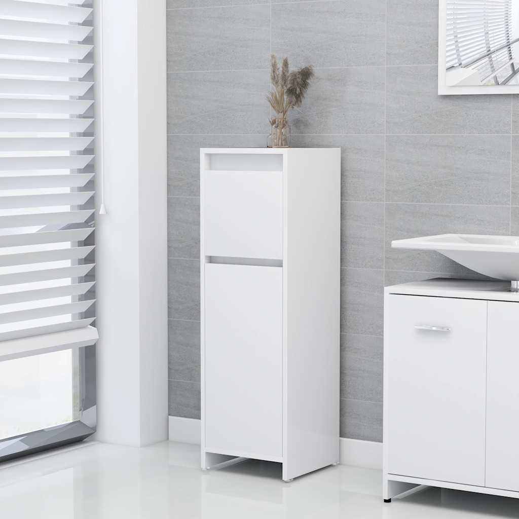 badeværelsesskab 30x30x95 cm konstrueret træ hvid billede