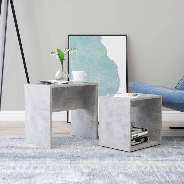 sofabordssæt 48x30x45 cm konstrueret træ betongrå