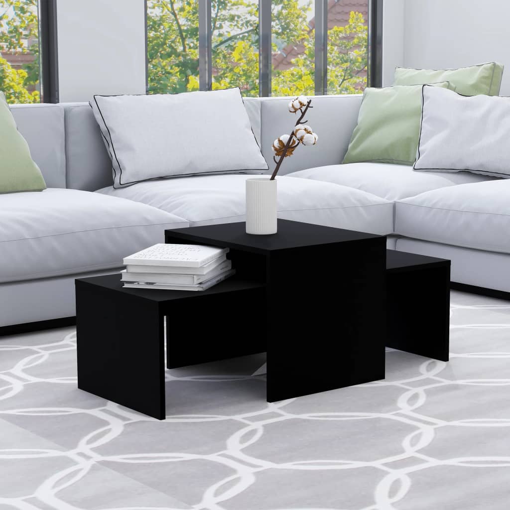 sofabordssæt 100x48x40 cm konstrueret træ sort