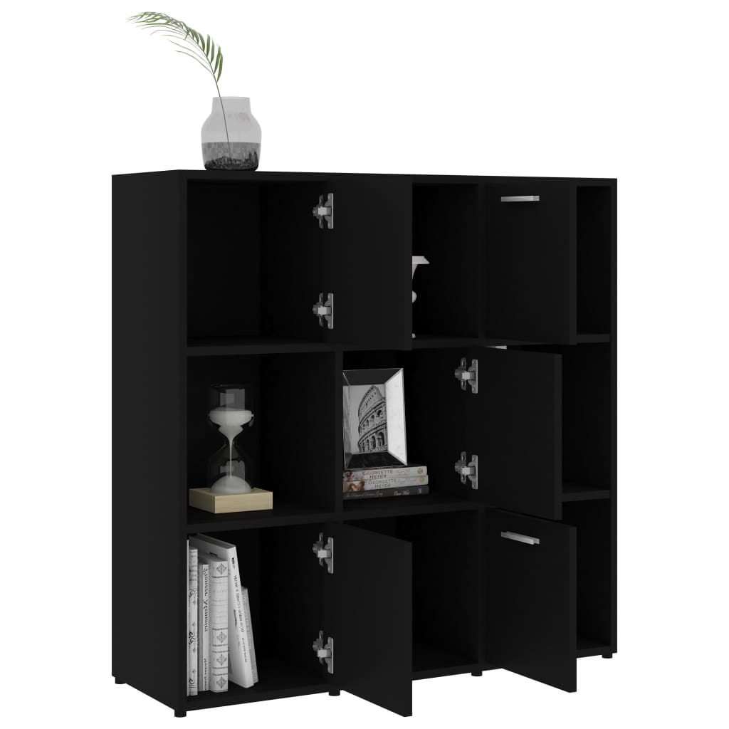 bogreol 90x30x90 cm konstrueret træ sort