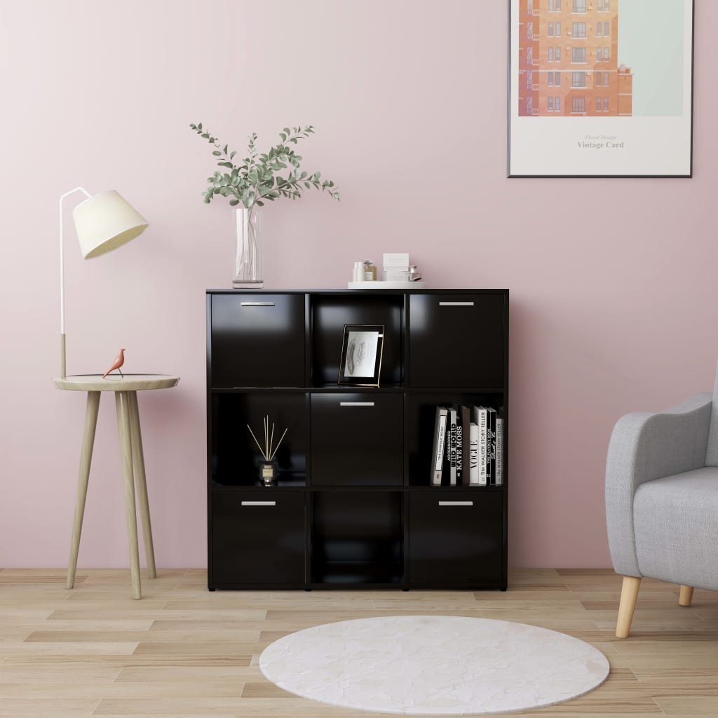 bogreol 90x30x90 cm konstrueret træ sort