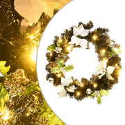 julekrans med LED-lys 60 cm PVC sort