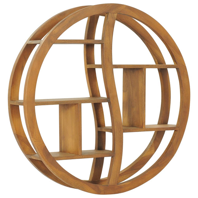væghylde 80x17,5x80 cm yin og yang-design massivt teaktræ