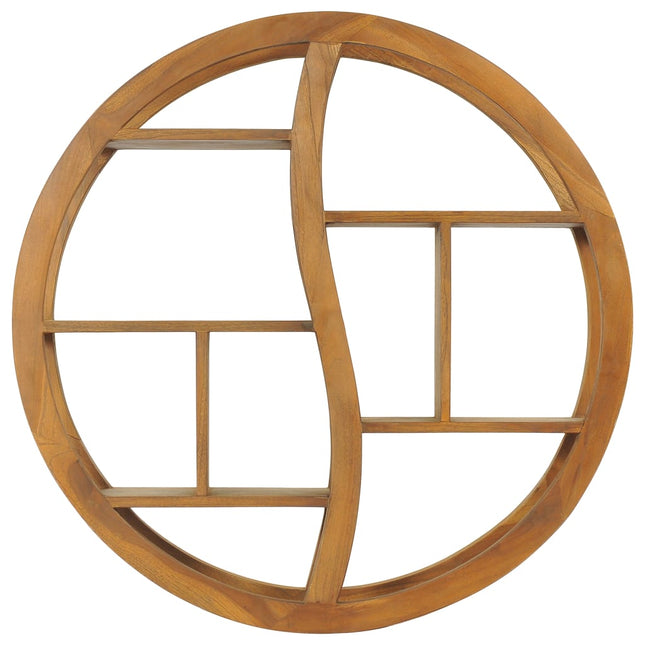 væghylde 80x17,5x80 cm yin og yang-design massivt teaktræ