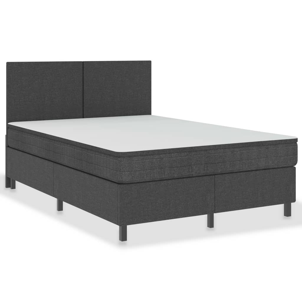 seng med boxmadras 180x200 cm stof mørkegrå
