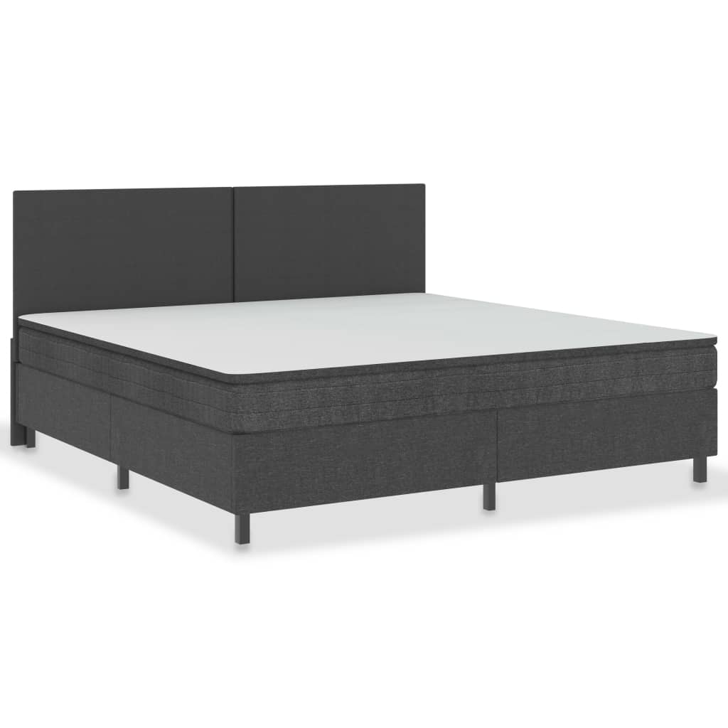 seng med boxmadras 200x200 cm stof mørkegrå