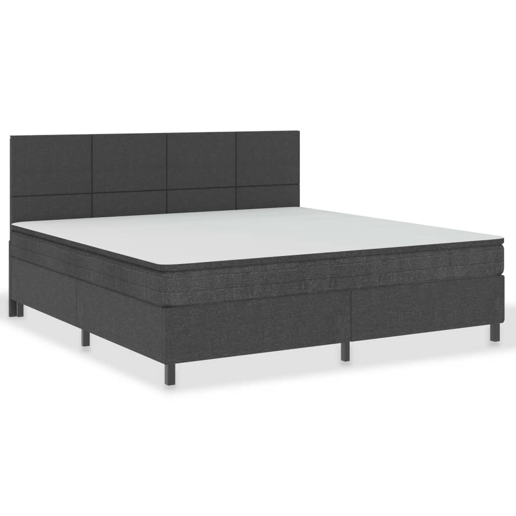 seng med boxmadras 200x200 cm stof mørkegrå