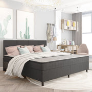 seng med boxmadras 200x200 cm stof mørkegrå