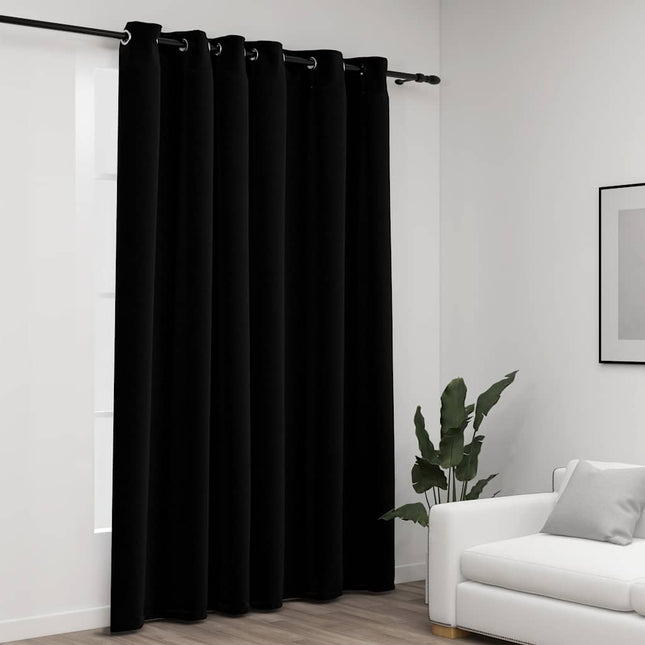 mørklægningsgardin m. øjer 290x245 cm hør-look sort