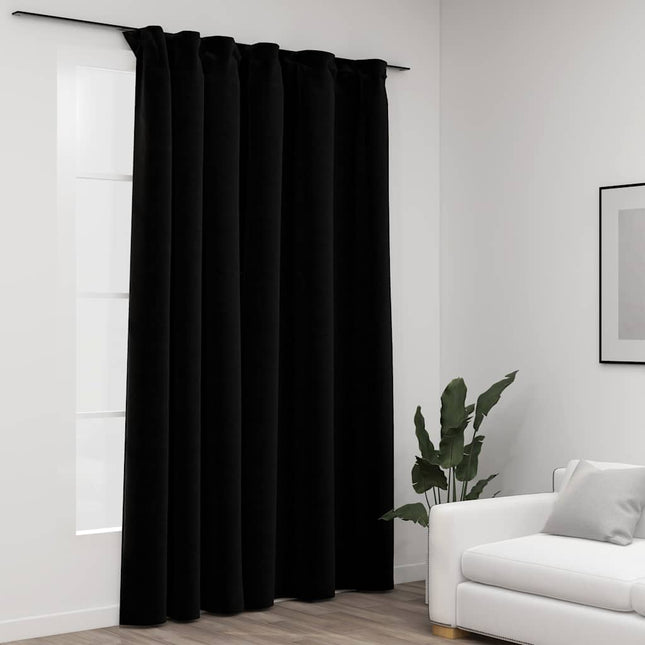mørklægningsgardin med kroge hør-look 290x245 cm sort