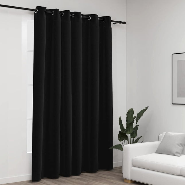 mørklægningsgardin m. øjer 290x245 cm hør-look antracitgrå