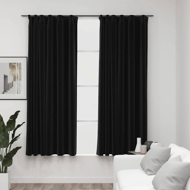 mørklægningsgardiner kroge 2 stk. hør-look 140x175 cm antracit