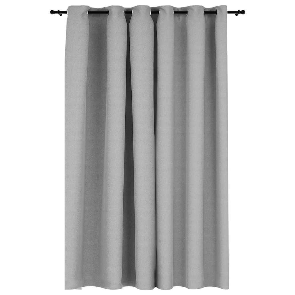 mørklægningsgardin med øjer 290x245 cm hør-look grå