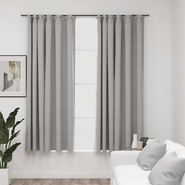 mørklægningsgardiner med kroge 2 stk. hør-look 140x175 cm grå