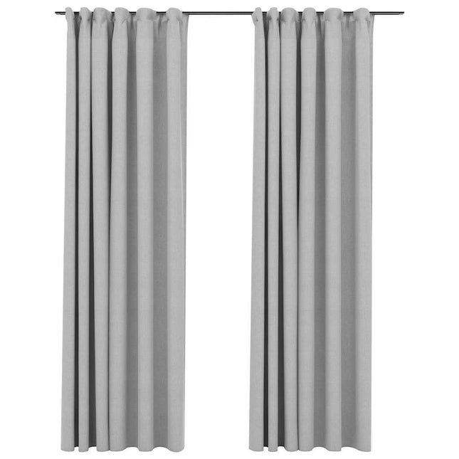 mørklægningsgardiner med kroge 2 stk. hør-look 140x225 cm grå