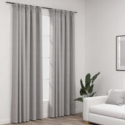 mørklægningsgardiner med kroge 2 stk. hør-look 140x245 cm grå