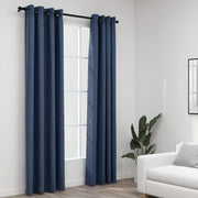 mørklægningsgardiner med øjer 2 stk. hør-look 140x245 cm blå