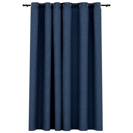 mørklægningsgardin med øjer 290x245 cm hør-look blå