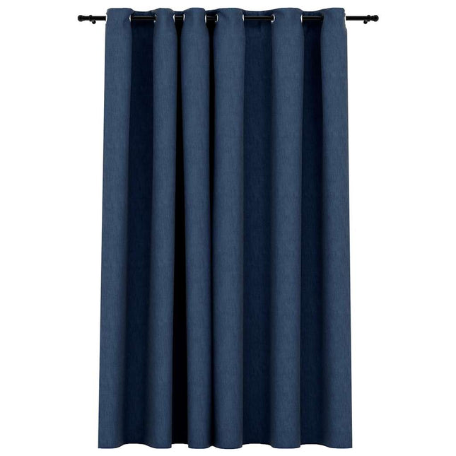 mørklægningsgardin med øjer 290x245 cm hør-look blå