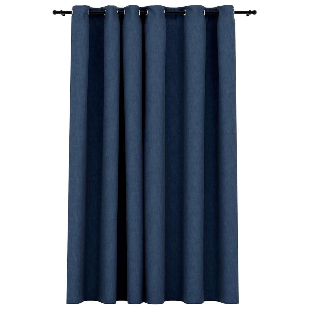mørklægningsgardin med øjer 290x245 cm hør-look blå