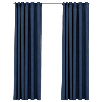 mørklægningsgardiner med kroge 2 stk. hør-look 140x245 cm blå